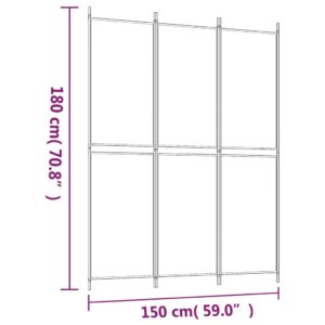 Διαχωριστικό Δωματίου με 3 Πάνελ Μαύρο 150x200 εκ. από Ύφασμα