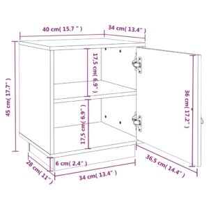 Κομοδίνο Μαύρο 40x34x45 εκ. από Μασίφ Ξύλο Πεύκου