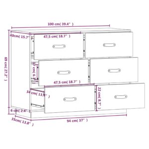 Συρταριέρα Λευκή 100x40x75 εκ. από Μασίφ Ξύλο Πεύκου