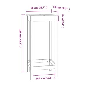 Τραπέζι Μπαρ γκρί 50x50x110 εκ. από Μασίφ Ξύλο Πεύκου