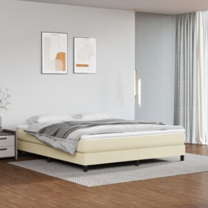 Πλαίσιο Κρεβατιού Boxspring Κρεμ 180x200 εκ. Συνθετικό Δέρμα