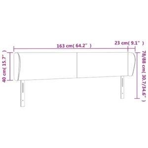 Κεφαλάρι με Πτερύγια Γκρι 163x23x78/88 εκ. Συνθετικό Δέρμα