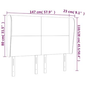 Κεφαλάρι με Πτερύγια Μαύρο 147x23x118/128 εκ. Συνθ. Δέρμα