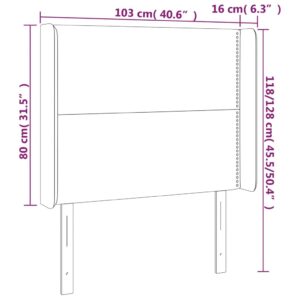 Κεφαλάρι με Πτερύγια Λευκό 103x16x118/128 εκ.Συνθ. Δέρμα