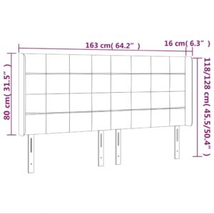 Κεφαλάρι με Πτερύγια Μαύρο 163x16x118/128 εκ. Υφασμάτινο