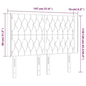 Κεφαλάρι με Πτερύγια Σκούρο Γκρι 147x16x118/128 εκ. Υφασμάτινο