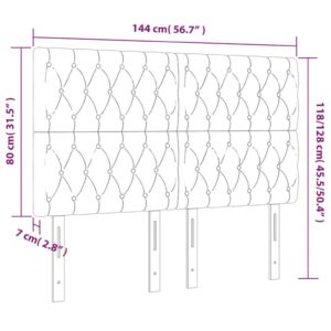 Κεφαλάρι Κρεβατιού LED Ανοιχτό Γκρι 144x7x118/128εκ. Υφασμάτινο