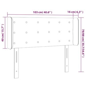 Κεφαλάρι Κρεβατιού LED Ανοιχτό Γκρι 103x16x78/88 εκ. Υφασμάτινο