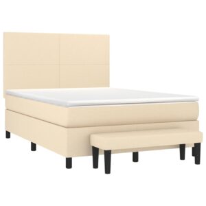 Κρεβάτι Boxspring με Στρώμα Κρεμ 140x200 εκ. Υφασμάτινο