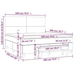 Κρεβάτι Boxspring με Στρώμα Σκούρο Γκρι 180x200 εκ Υφασμάτιν