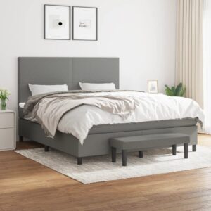 Κρεβάτι Boxspring με Στρώμα Σκούρο Γκρι 180x200 εκ Υφασμάτιν