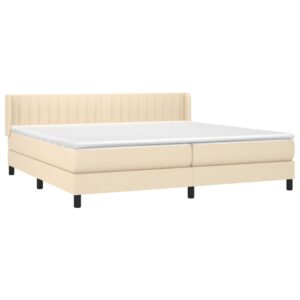 Κρεβάτι Boxspring με Στρώμα Κρεμ 200x200 εκ. Υφασμάτινο