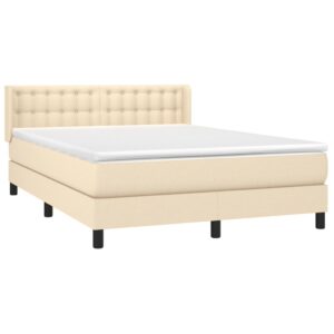 Κρεβάτι Boxspring με Στρώμα Κρεμ 140x200 εκ. Υφασμάτινο