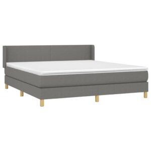 Κρεβάτι Boxspring με Στρώμα Σκούρο Γκρι 160x200 εκ Υφασμάτινο