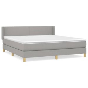 Κρεβάτι Boxspring με Στρώμα Ανοιχτό Γκρι 180x200 εκ. Υφασμάτινο