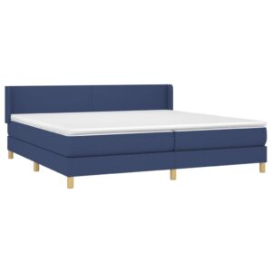 Κρεβάτι Boxspring με Στρώμα Μπλε 200x200 εκ. Υφασμάτινο