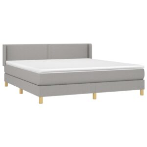 Κρεβάτι Boxspring με Στρώμα Ανοιχτό Γκρι 180x200 εκ. Υφασμάτινο