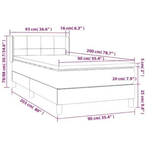 Κρεβάτι Boxspring με Στρώμα Κρεμ 90x200 εκ.Υφασμάτινο