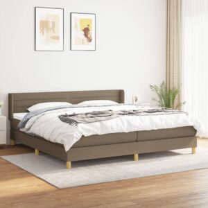 Κρεβάτι Boxspring με Στρώμα Taupe 200x200 εκ. Υφασμάτινο