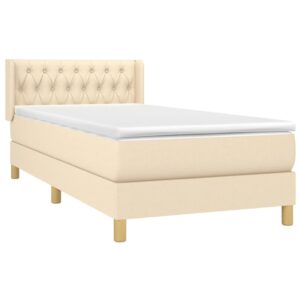 Κρεβάτι Boxspring με Στρώμα Κρεμ 90x200 εκ.Υφασμάτινο