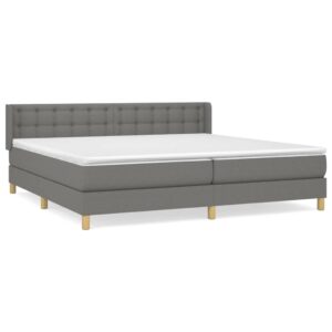 Κρεβάτι Boxspring με Στρώμα Σκούρο Γκρι 160x200 εκ Υφασμάτινο