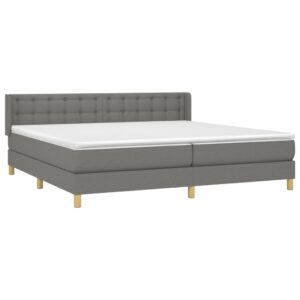 Κρεβάτι Boxspring με Στρώμα Σκούρο Γκρι 160x200 εκ Υφασμάτινο