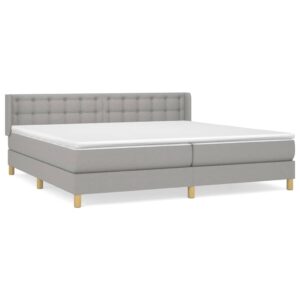 Κρεβάτι Boxspring με Στρώμα Ανοιχτό Γκρι 180x200 εκ. Υφασμάτινο