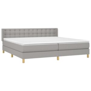 Κρεβάτι Boxspring με Στρώμα Ανοιχτό Γκρι 180x200 εκ. Υφασμάτινο