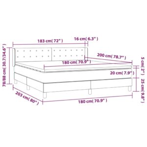 Κρεβάτι Boxspring με Στρώμα Ανοιχτό Γκρι 180x200 εκ. Υφασμάτινο