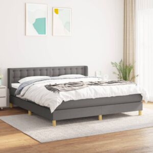 Κρεβάτι Boxspring με Στρώμα Σκούρο Γκρι 180x200 εκ Υφασμάτιν