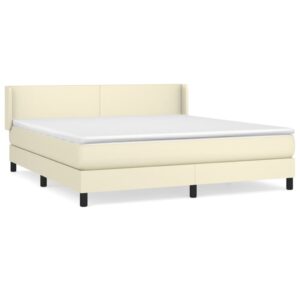 Κρεβάτι Boxspring με Στρώμα Κρεμ 180x200 εκ. Συνθετικό Δέρμα