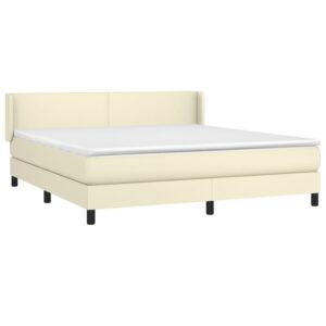 Κρεβάτι Boxspring με Στρώμα Κρεμ 180x200 εκ. Συνθετικό Δέρμα