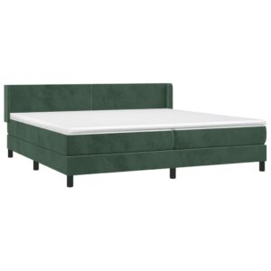 Κρεβάτι Boxspring με Στρώμα Σκούρο Πράσινο 200x200εκ. Βελούδινο