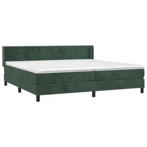 Κρεβάτι Boxspring με Στρώμα Σκούρο Πράσινο 200x200εκ. Βελούδινο