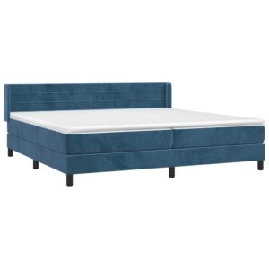 Κρεβάτι Boxspring με Στρώμα Σκούρο Μπλε 200x200 εκ. Βελούδινο