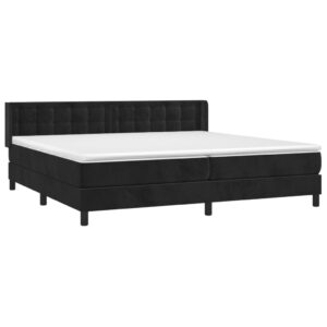 Κρεβάτι Boxspring με Στρώμα Μαύρο 200x200 εκ. Βελούδινο