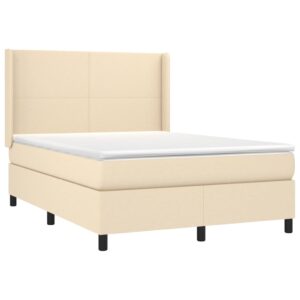 Κρεβάτι Boxspring με Στρώμα Κρεμ 140x200 εκ. Υφασμάτινο