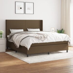 Κρεβάτι Boxspring με Στρώμα Σκούρο Καφέ 160x200 εκ Υφασμάτινο