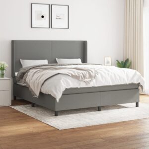 Κρεβάτι Boxspring με Στρώμα Σκούρο Γκρι 180x200 εκ Υφασμάτιν