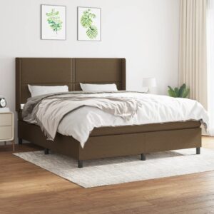 Κρεβάτι Boxspring με Στρώμα Σκούρο Καφέ 160x200 εκ Υφασμάτινο