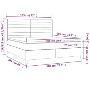 Κρεβάτι Boxspring με Στρώμα Σκούρο Γκρι 180x200 εκ Υφασμάτιν