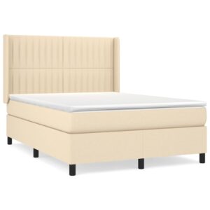 Κρεβάτι Boxspring με Στρώμα Κρεμ 140x200 εκ. Υφασμάτινο