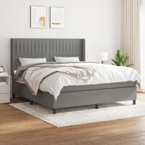 Κρεβάτι Boxspring με Στρώμα Σκούρο Γκρι 180x200 εκ Υφασμάτιν