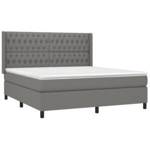 Κρεβάτι Boxspring με Στρώμα Σκούρο Γκρι 180x200 εκ Υφασμάτιν