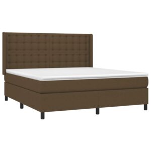 Κρεβάτι Boxspring με Στρώμα Σκούρο Καφέ 160x200 εκ Υφασμάτινο