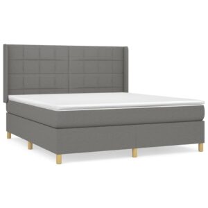 Κρεβάτι Boxspring με Στρώμα Σκούρο Γκρι 180x200 εκ Υφασμάτιν