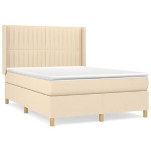 Κρεβάτι Boxspring με Στρώμα Κρεμ 140x200 εκ. Υφασμάτινο