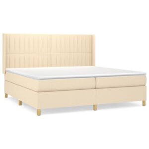 Κρεβάτι Boxspring με Στρώμα Κρεμ 200x200 εκ. Υφασμάτινο