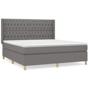 Κρεβάτι Boxspring με Στρώμα Σκούρο Γκρι 180x200 εκ Υφασμάτιν