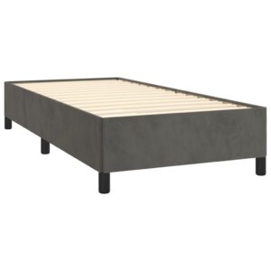 Κρεβάτι Boxspring με Στρώμα Σκούρο Γκρι 80x200 εκ. Βελούδινο